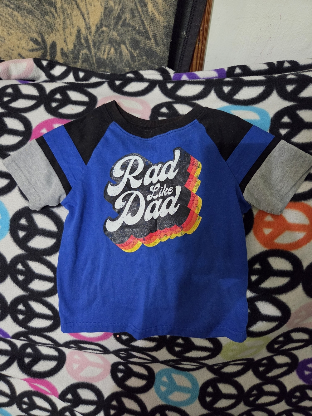 Royal Blue "Rad Like Dad" Graphic Tee with Black & Gray Raglan